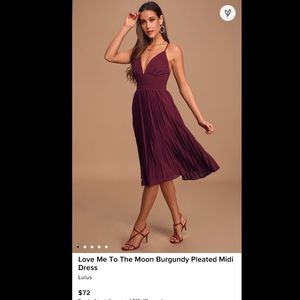 Lulus Love me to the moon burgundy pleated dress